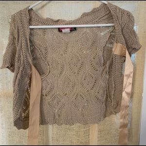 Say What? Crochet Crop Cardigan with Satin Ribbon